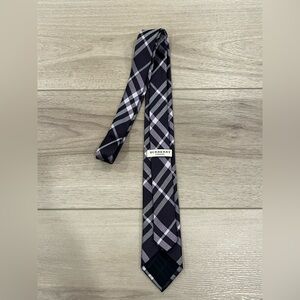 BURBERRY London Nova Check Plaid Silk Necktie Purple Slim Designer Business